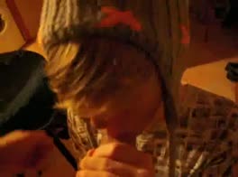 Blond boy giving head